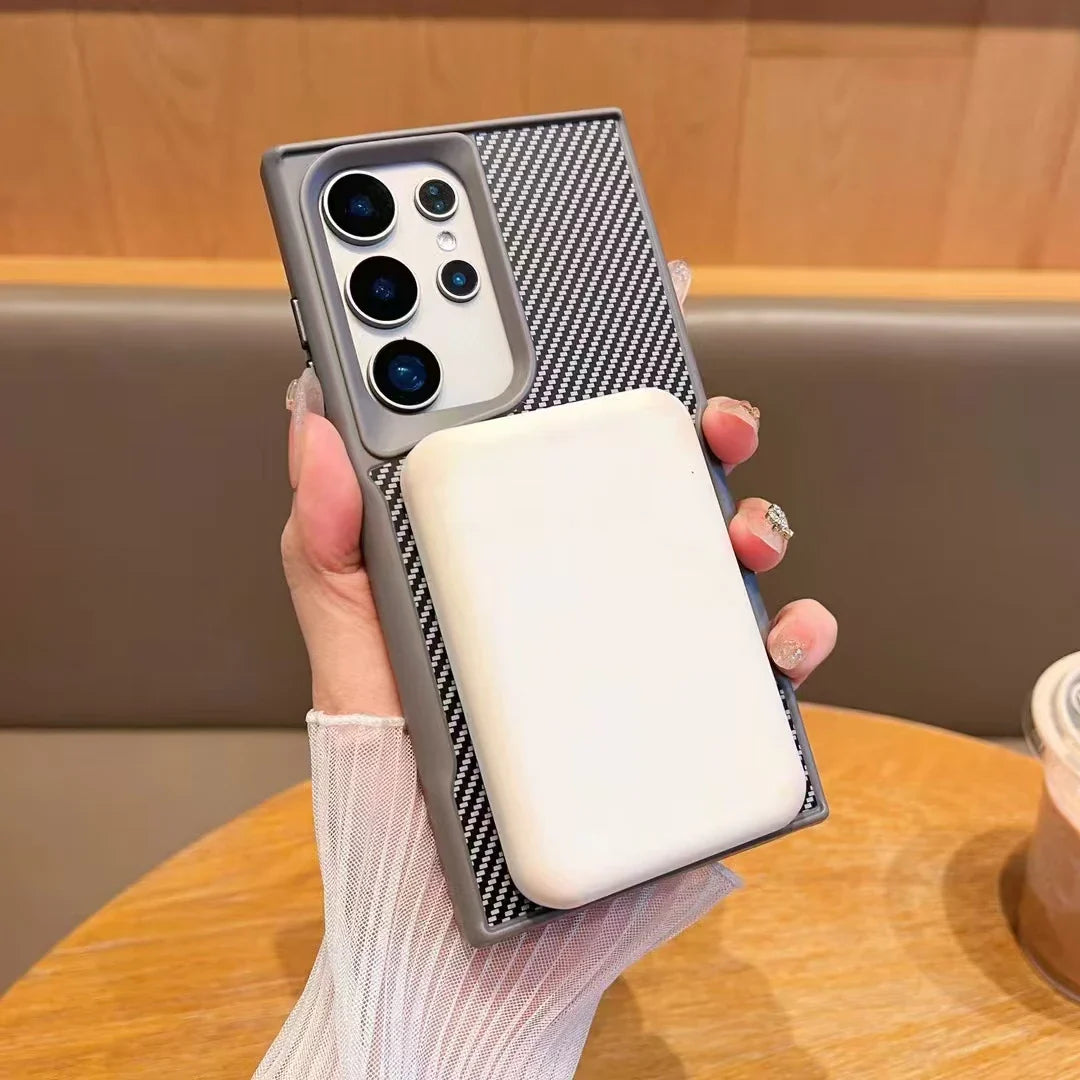 Case Samsung com Acabamento em Carbono e Carregamento MagSafe