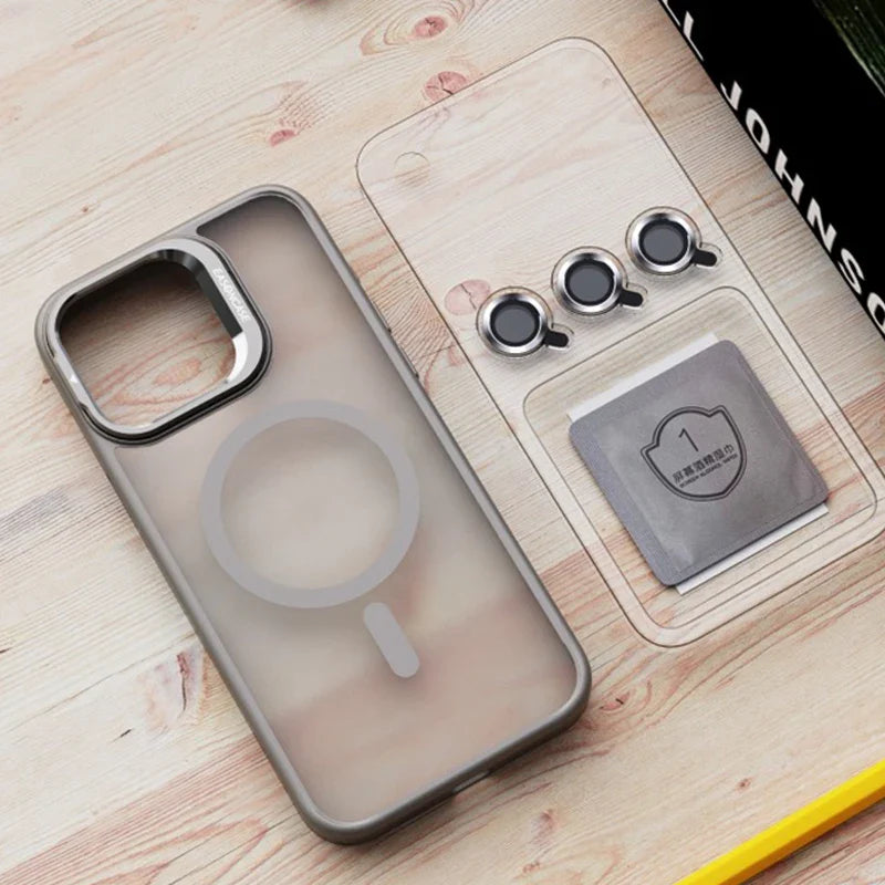 Case Nano Voxx Premium com MagSafe e detalhes em alumínio