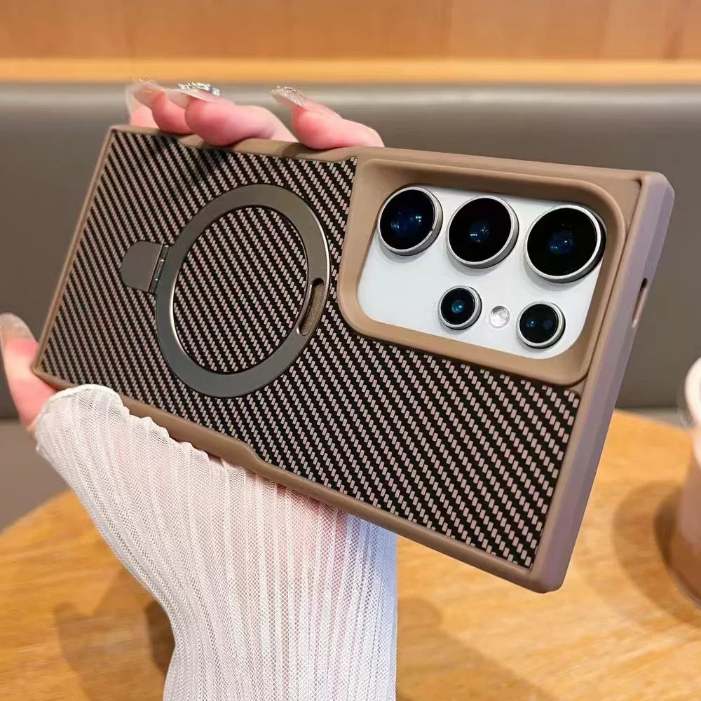 Case Samsung com Acabamento em Carbono e Carregamento MagSafe